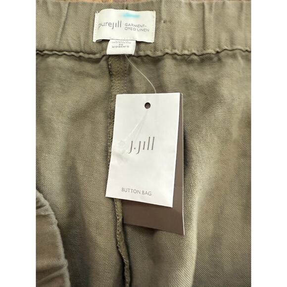 J.Jill Pure Jill Women's Green Garment-Dyed Linen Roll Tab Hem Crop Pant Size 2X - Picture 3 of 6